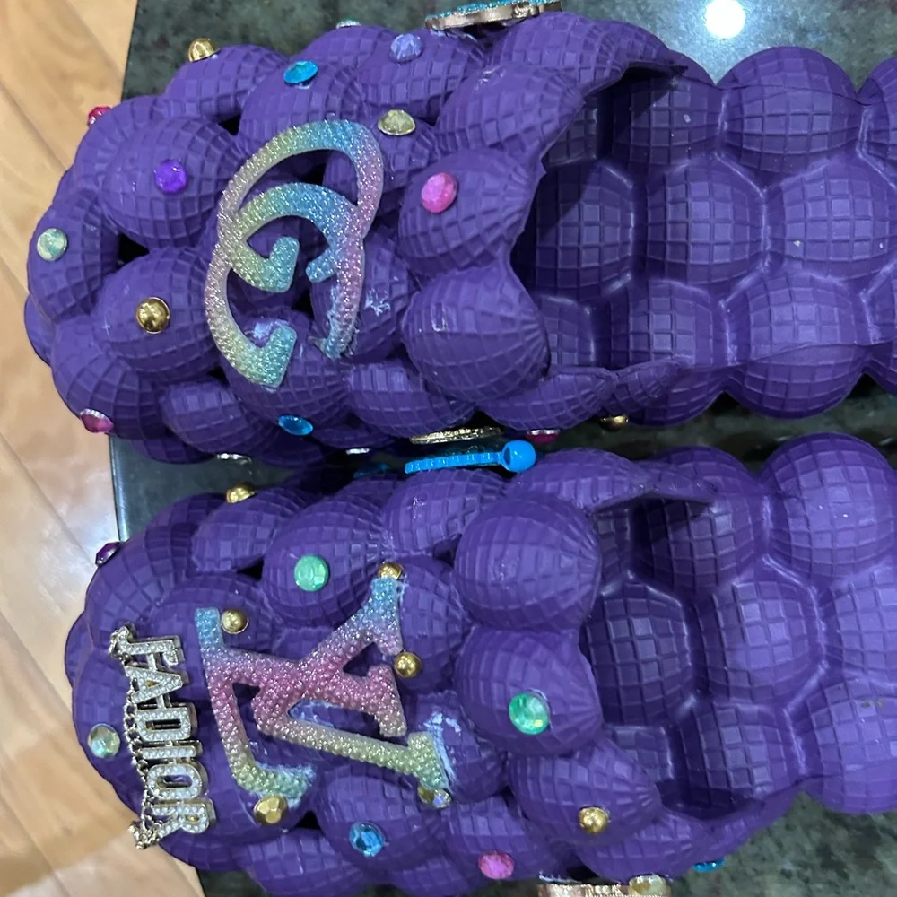 Purple Bubble Slides with Decorative Charms - Picture 2 of 7